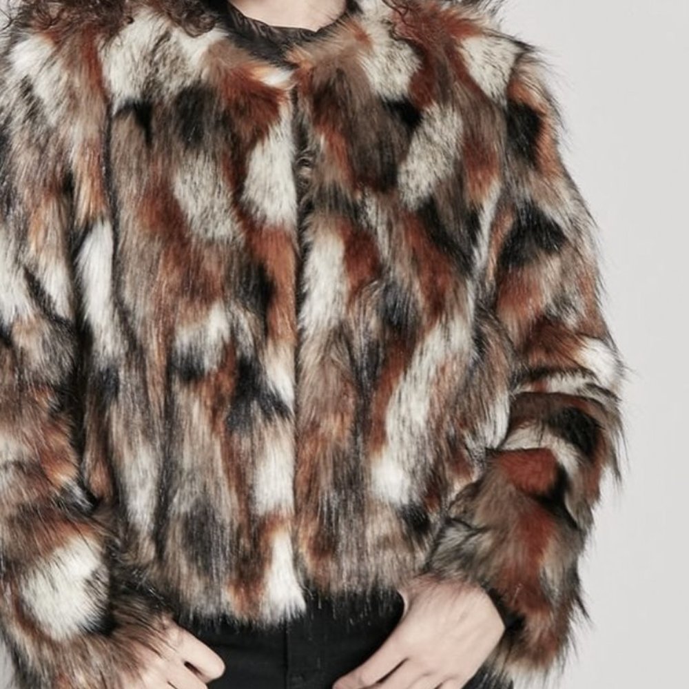 Multicolor Faux Fur Cropped Jacket